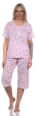 Produktbild von Damen Pyjama 3/4 Hose & Shirt Sommer Schlafanzug; Rosa/M/38