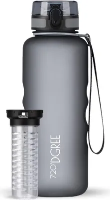 Produktbild von uberBottle softTouch Trinkflasche mit Fruchtbehälter 1500ml / Stone Gray/ 720DGREE