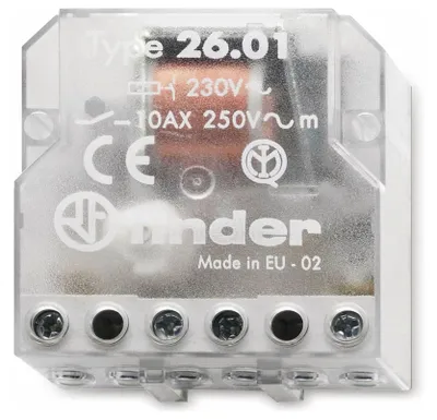 Obrázok produktu pre Vypínač FINDER 230VAC 26.01.8.230.0000 Séria 26 pre skrinku na zapustenie 1S 10A 26.01.8.230.0000 (260182300000)