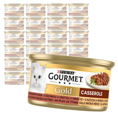 Produktbild von Purina Gourmet Gold Katzenfutter-Auflauf mit Ente und Pute in Soße 24 x 85 g