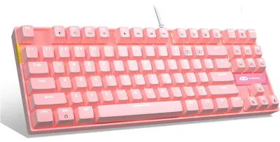 Produktbild von 80% Mechanische Gaming Tastatur mit Blue Switches, 87 Tasten Keyboard mit LED Beleuchtung, kabelgebunden USB Tastatur weiß