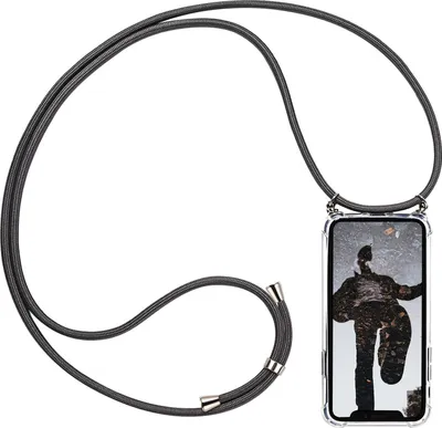 Image de Chaîne pour téléphone portable Gris + coque pour Huawei P30 Housse de protection avec cordon de transport Cordon Etui à porter autour du cou