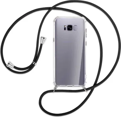 Produktbild von Handykette Backcover-Schutzhülle mit Band (Metall silberfarben) für Samsung Galaxy S8 Plus - schwarz