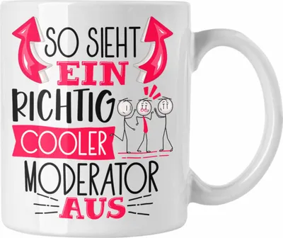 Produktbild von Trendation - Moderator Tasse Geschenk So Sieht Ein RIchtig Cooler Moderator Aus Geschenkidee Lustiger Spruch Geburtstag Becher Kaffeetasse (Weiß)