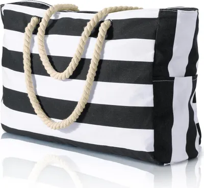 Produktbild von Oscaurt Strandtasche Schwarz XXL mit Reißverschluss & Schultergurt