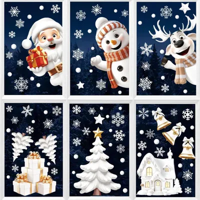 Produktbild von Fensterbilder Weihnachten 9 Blätter Selbstklebend Statisch Schneeflocken Wiederverwendbar Weiß