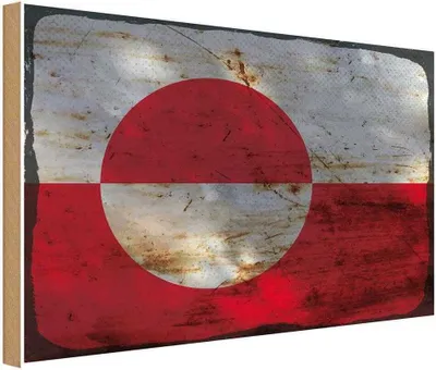 Produktbild von vianmo Holzschild 20x30 cm Grönland Greenland Rost Flagge Fahne Wappen