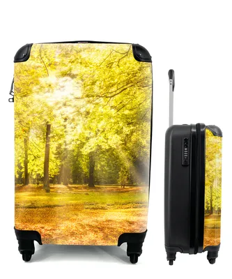 Produktbild von MuchoWow® Koffer Handgepäck Trolley Rollkoffer Kleine Reisekoffer mit 4 Rollen - Baum - Natur - Sonne - Landschaft - Wald - Cabin Size < 55x40x23 cm & 55x40x20 cm - Fotokoffer - Kabinenkoffer - Boardgepäck - Reise-Box - Reisekoffer - Reisegepäck - Koffer mit Bild - Trolley für Kinder