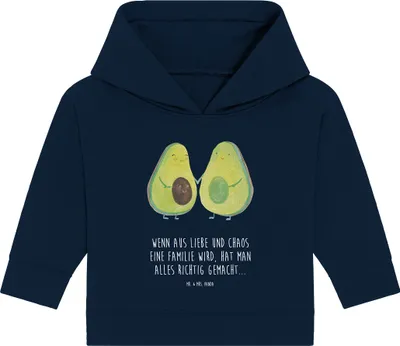 Produktbild von Mr. & Mrs. Panda Organic Baby Hoodie Avocado Pärchen 24. - 36. Monat - French Navy - Geschenk, Kinder, Liebe, Avocados, Familie, Kapuzensweatshirt, Kapuzenshirt