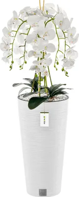 Produktbild von Künstliche Orchidee Kaskaden Blumenstrauß Weiß im Topf Weiß H 110 cm Heimbüro Dekoration, Kunstpflanze Orchidee, Kunstblume, Künstliche Orchidee im Topf