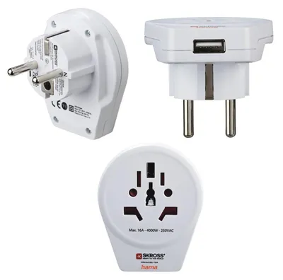 Obrázok produktu pre Hama World to Europe USB, Univerzálne, Priamy, Priamy, Typ E (FR), Typ F, Typ A, Typ B, Typ C, Typ G (VB), Typ I(RAK), Typ J(ŠVAJ), Typ L(TAL), Typ N (BR), 100 - 250 V