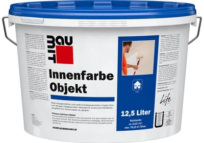 Produktbild von Baumit Objekt Dispersionsfarbe Innenfarbe Wandfarbe weiß innen 12,5 L - matte, lösungsmittelfreie, hoch weiße Innendispersionsfarbe, gute Deckkraft