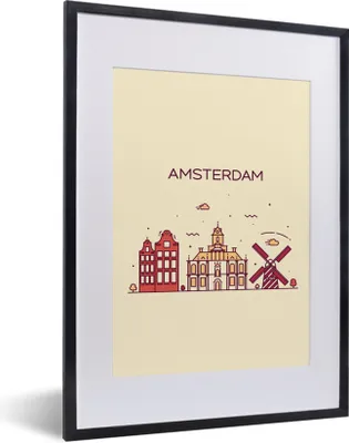 Produktbild von MuchoWow® MuchoWow® Gerahmtes Poster Amsterdam - Skyline - Niederlande 30x40 cm - Poster mit zchwarzem Bilderrahmen - Wandposter Schlafzimmer