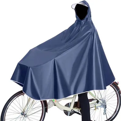 Produktbild von Fahrradponcho – Regenponcho Fahrrad – Wasserdicht – Regenjacke mit Kapuze – Schnell trocknend – Uni – One Size – Für Fahrrad, E-Bike – Marineblau