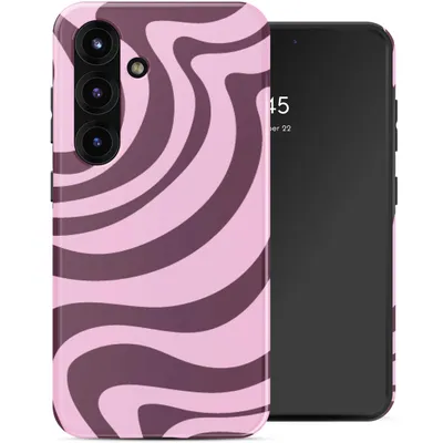 Produktbild von Selencia Vivid Backcover mit MagSafe für das Samsung Galaxy S25 – Wavy Swirl Pink Plum