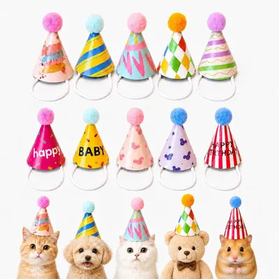 Image de Chapeaux de fête pour peluches, lot de 10, petits, pour les fêtes d'anniversaire