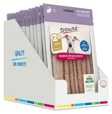 Produktbild von DOKAS - Kaninchenfleisch getrocknet 12er Pack (12 x 70g)