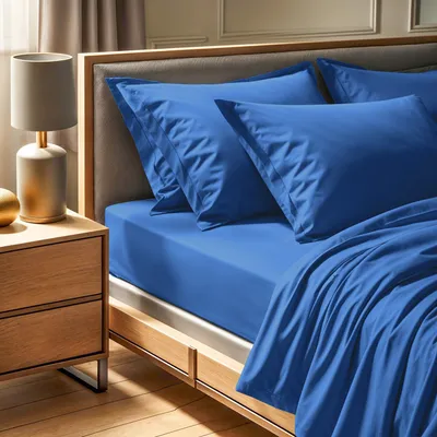 Produktbild von L'Essentiel Linge de Maison, Tonne Bleue - 74, Doppeltes Bettlaken von Ranforce, 100 % BAUMWOLLE RANFORCE, Blau,  240 x 260 cm