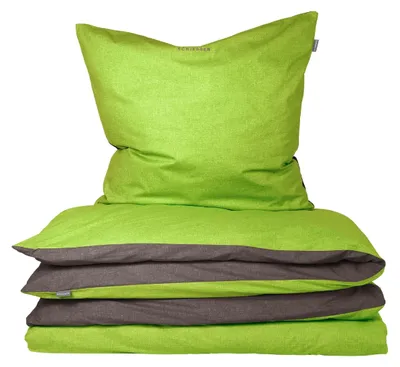 Produktbild von SCHIESSER Bettwäscheset Doubleface | Unifarben | Renforcé | 2-teilig | 100% Baumwolle | Angenehm weich & glatt | YKK-Reißverschluss | 135x200 cm + 80x80 cm | Grün-Dunkelgrau