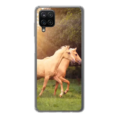 Produktbild von MuchoWow® Handyhülle Schutzhülle Hülle für Samsung Galaxy A12 Pferde - Wald - Sonne Silikon Softcase Handy Hülle - Bild