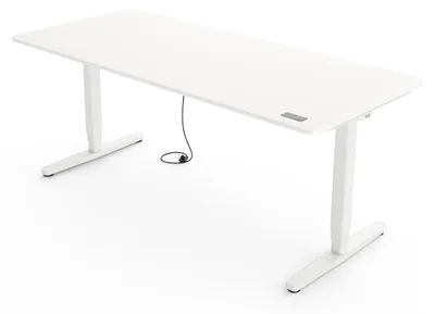 Produktbild von Yaasa Desk Pro Höhenverstellbarer Schreibtisch Elektrisch 140 x 80 cm, Weiß/Weiß – Ergo Touch Handschalter – 9 Speicherfunktionen – Höhenanzeige