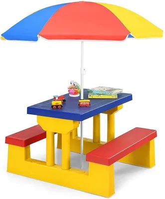 Produktbild von Famanu Kinderbank mit Sonnenschirm - Gelb