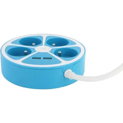 Productafbeelding van CHACON stekkerdoos, rond, 4 x 16 A, 1,5 meter kabel, blauw