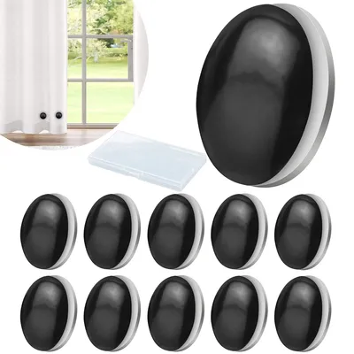 Produktbild von 10er-Pack runde magnetische Vorhanggewichte, starke Duschvorhang-Magnete, wasserdicht, ideal für Vorhänge, Duschvorhänge & Tischdecken (Schwarz)