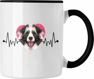 Produktbild von Trendation - Border Collies Besitzer Tasse Geschenk Lustiger Spruch Geschenkidee Herzschlag Border Collies (Schwarz)