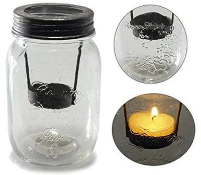 2er-Set Teelichthalter aus Glas und Metall, Ø 8,5 cm