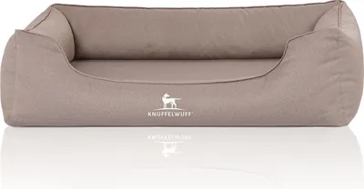 Produktbild von Knuffelwuff Orthopädisches Wasserabweisendes Hundebett Leon aus Velours mit Handwebcharakter XXL 120 x 85cm Beige/Grau