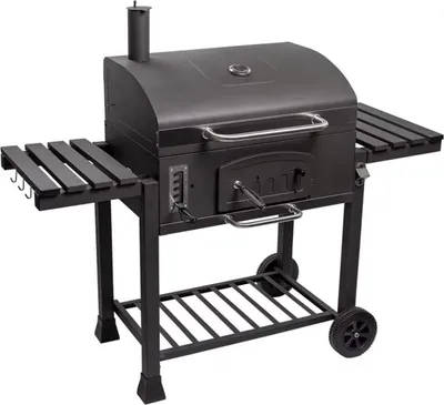 Obrázok produktu pre Grilovací vozík - Gril na drevené uhlie XXL - Udiareň - Houtskoolgrill - S kolieskami, rukoväťou z nehrdzavejúcej ocele, grilovacím stojanom a teplomerom