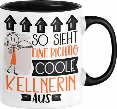 Produktbild von Kellnerin Geschenk Tasse Lustig Geschenkidee für Kellnerin Geburtstag So Sieht Eine Richtig Coole Kellnerin Aus Frauen Spruch (Schwarz)
