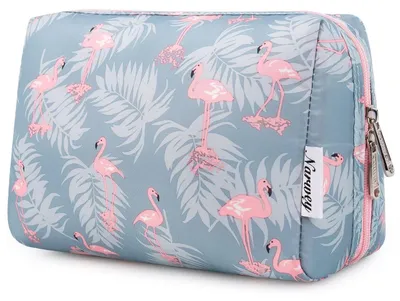 Productafbeelding van Make-uptas dames, flamingo print, groot, waterafstotend, 22x15x10 cm