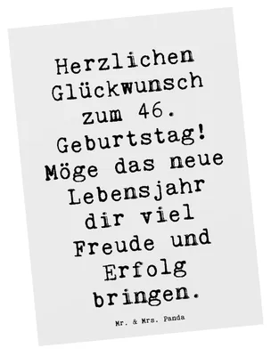 Produktbild von Mr. & Mrs. Panda bildkarte Spruch 46. Geburtstag - Weiß - Geschenk, Kunstkarten, Freude und Erfolg, Ansichtskarten, Postkarte, Grußkarte, Wünsche, handgefertigte Produkte