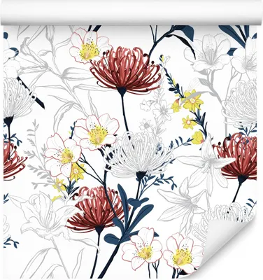 Produktbild von 10m VLIES TAPETE Rolle Dekorative BLUMEN als gemalter 3D Effekt 6483