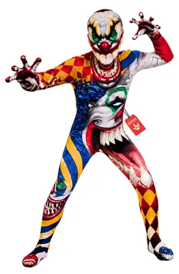 Clownsmorphsuit für Kinder, Halloween-Kostüm, Gr. S (91-104 cm)