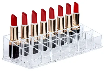 Produktbild von Lippenstift-Organizer aus Acryl, transparenter Lippenstifthalter, Kosmetikständer zur Aufbewahrung von Kosmetika, 24 Fächer