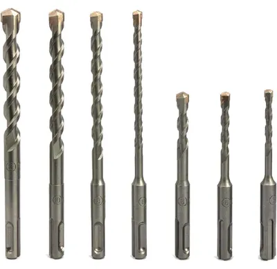 Produktbild von SDS Plus Hammerbohrer Set 7 tlg Beton Stahlbeton Baugranit 5/6/8x110mm 6/8/10/12x160mm PGM