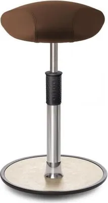 Produktbild von Sitz- Stehhocker Free Tall Triangel Boxmark Leder Braun chrom /cremeweiß.