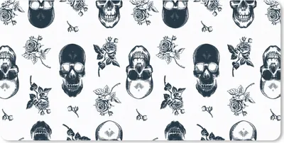 Produktbild von MuchoWow® Mauspad Mousepad Teenager - Totenkopf - Rosen - Muster 60x30 cm - Mousepads - Maus Mat - Pad - Mausunterlage - Nachhaltig