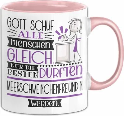 Produktbild von Meerschweinchenfreundin Geschenk Becher Tasse Gott Schuf Alle Menschen Gleich Nur Die Besten Durfeten Meerschweinchenfreundin Werden Geschenkidee Lustig (Rosa)