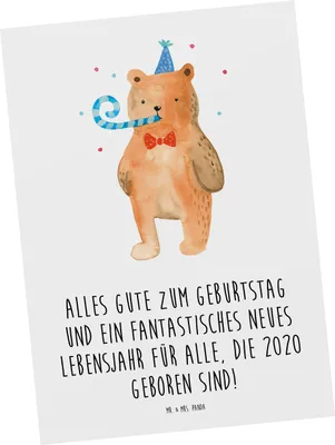 Produktbild von Mr. & Mrs. Panda Postkarte 2020 Geburtstag Glückwünsche - Weiß - Geschenk, Grußkarte, feiern, besonderer, bildkarte, Geburtstagsgeschenk, Happy Birthday, Alter, Jahr