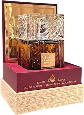 Produktbild von Lattafa Khamrah Eau de Parfum 100 ml – Qahwa & Dukhan | Süß-würzige Luxus-Düfte für Damen & Herren | Edles Parfüm mit Heartforcards Versandschutz