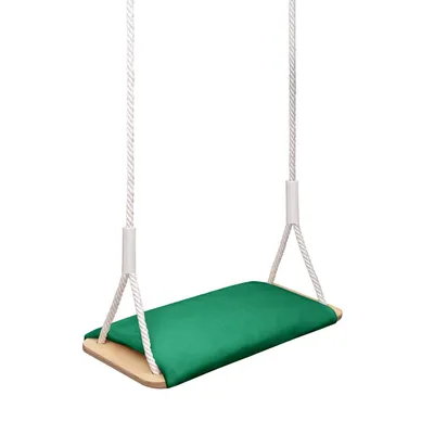 Produktbild von MAMOI® Holzschaukel mit Samtsitz, Schaukelbrett, verstellbare Seile, abnehmbares Kissen, für Innen- und Außenbereich, bis 100 kg