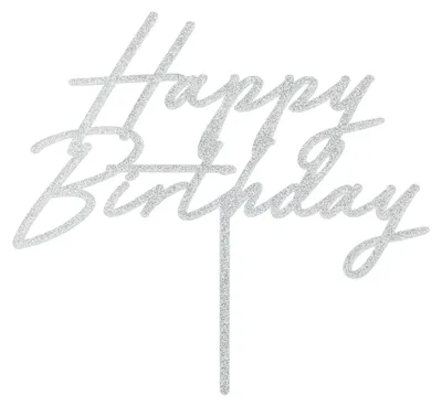 Produktbild von Tortendeko Happy Birthday Acryl silber Glitter