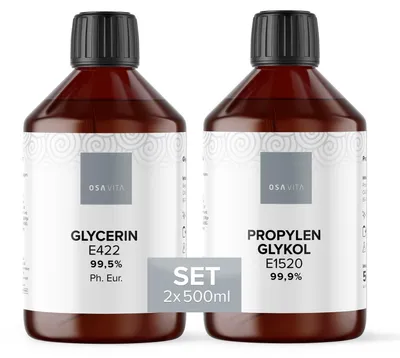 Immagine prodotto di Glicerolo E422 e Propilenglicole E1520, confezione da 500 ml