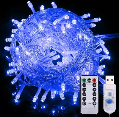 Produktbild von Lichterkette 10M 100 LED 8 Lichtmodi USB Wasserdicht mit Fernbedienung für Party Weihnachten Hochzeit Deko, Blau