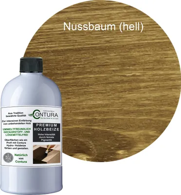 Produktbild von Contura 250ml. Holzbeize Wasserbeize Möbel Farbe - Nussbaum Hell