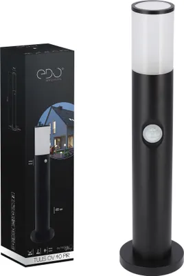 Produktbild von Lampa stojąca TULIS OV 40 PIR z czujnikiem ruchu, GU10 czarna IP54 Garden Line EDO777471 EDO
